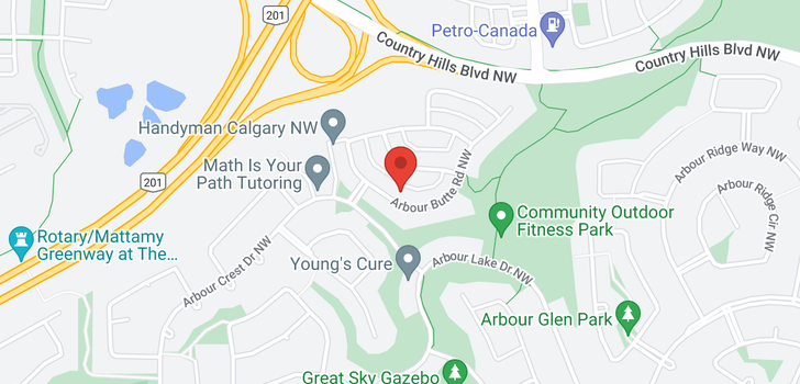 map of 34 Arbour Butte Road NW